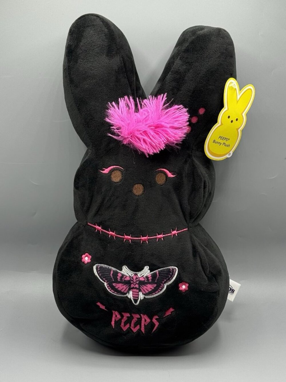 PEEPS Black Pink Emo Bunny Plush 16" NEW